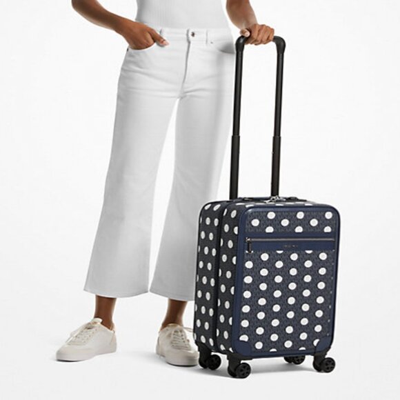 Michael Kors Polka Dot Signature Logo Suitcase (Navy) NWT - Picture 4 of 6